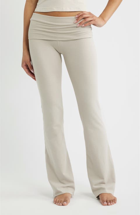 Stretch Cotton Jersey Foldover Pants (Regular & Plus)