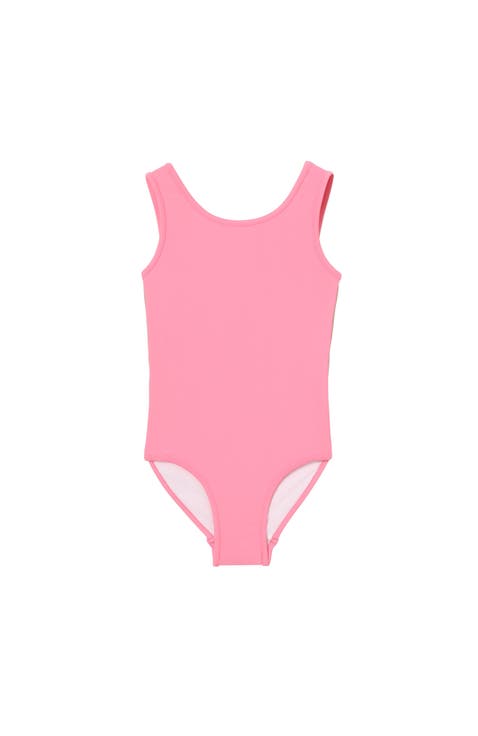 Girls' Check Trim Swimsuit