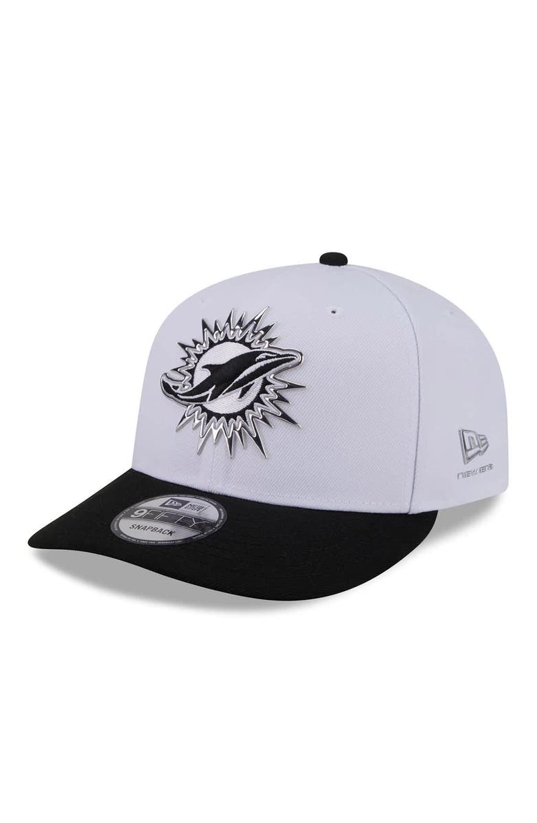 New Era Men's New Era White/Black Miami Dolphins 2026 NFL Draft Pre-Curved 9FIFTY Snapback Hat, Main, color, White