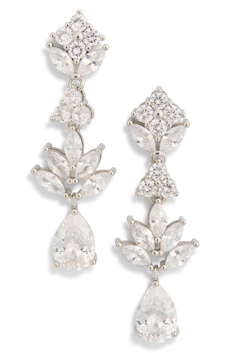 NORDSTROM RACK CZ Leaf Pear Drop Earrings, Main, color,
