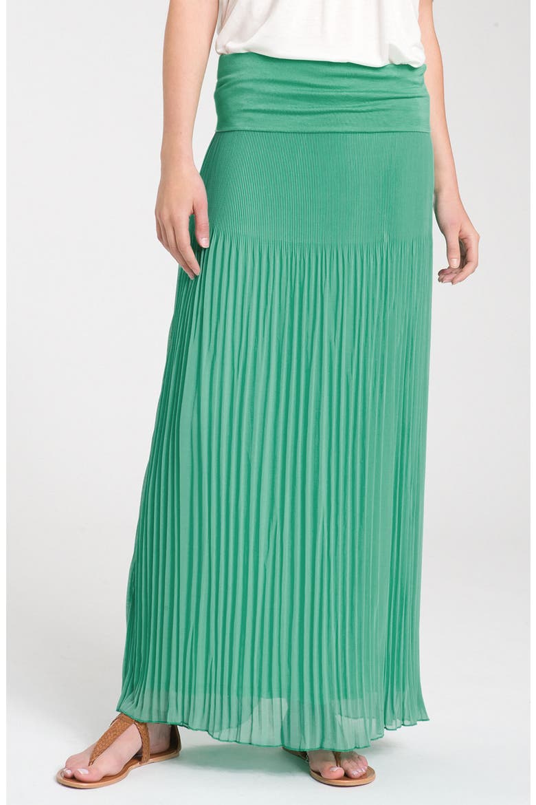 Pleated Maxi Skirt, Main, color, JADE