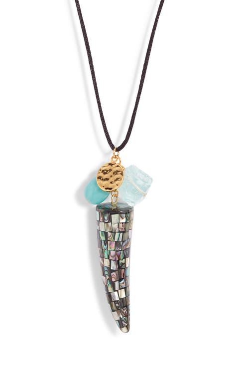 Abalone Tusk Cord Pendant Necklace