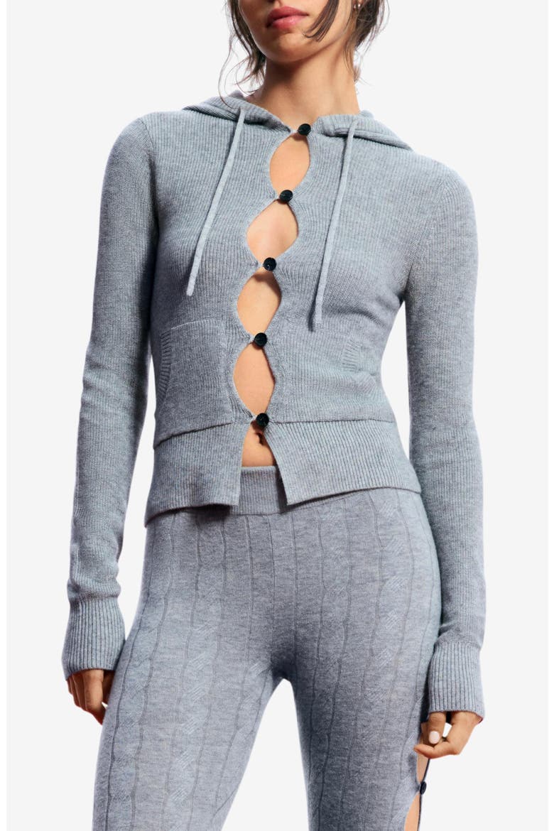 Hooded Cashmere Blend Cardigan, Main, color, GRAY