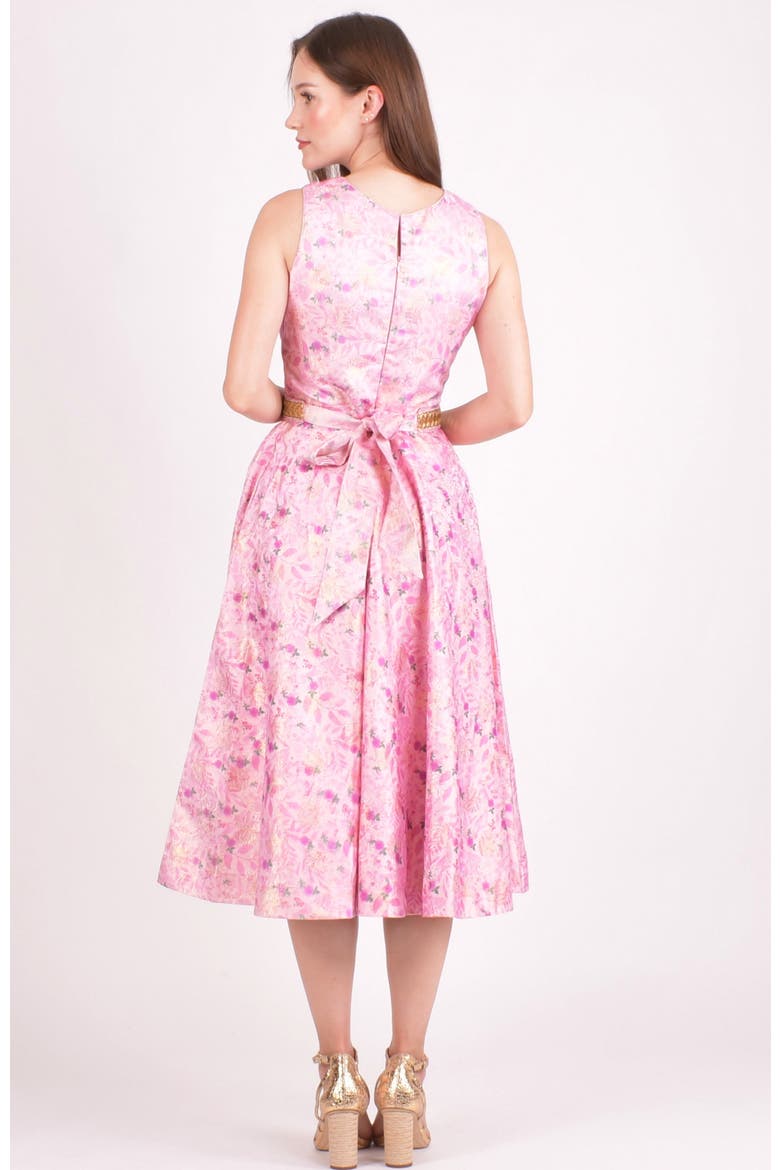 Laurel Jacquard Embroidered Midi Dress, Alternate, color, Pink