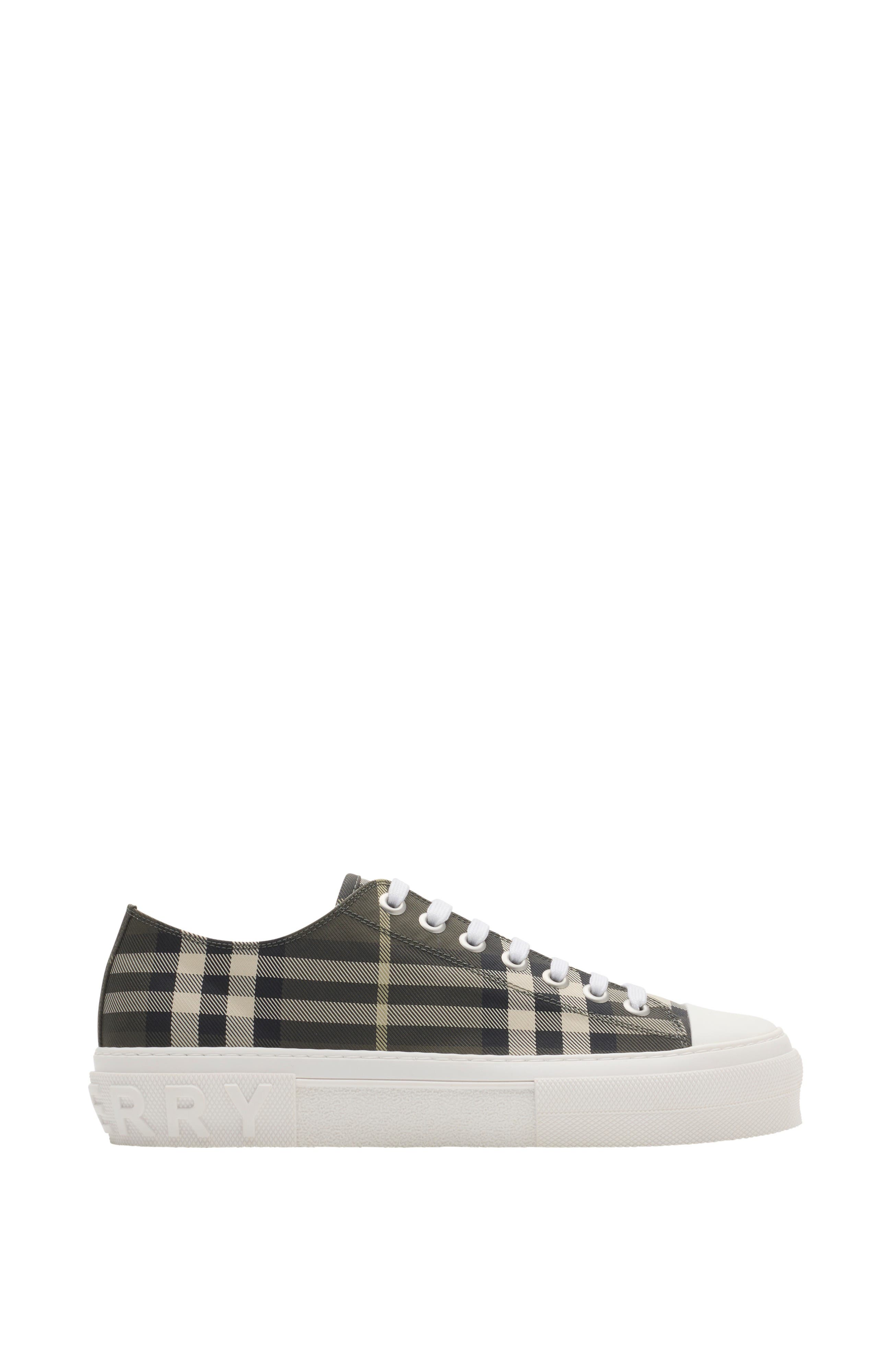 Burberry Check Nylon Blend Sneakers, Main, color, Thicket Brown