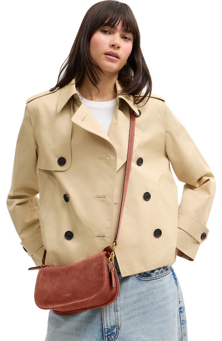 COACH Waverly Suede Shoulder Bag, Alternate, color, Clay