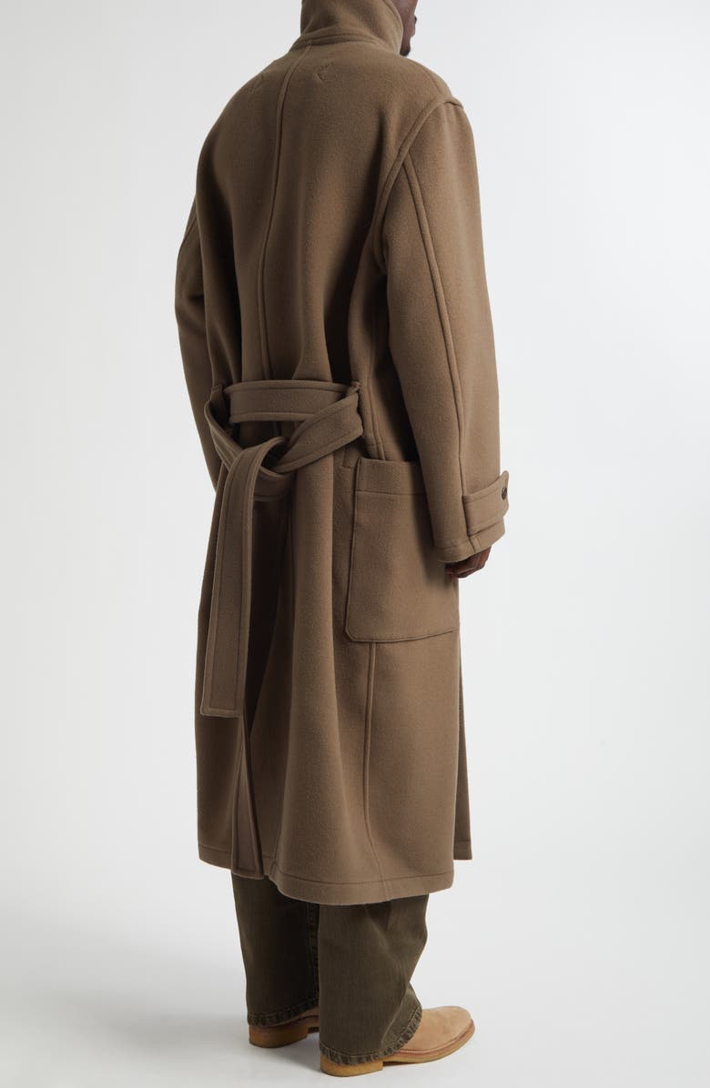 Lemaire Double Face Wool Wrap Coat, Alternate, color, Dark Squirrel
