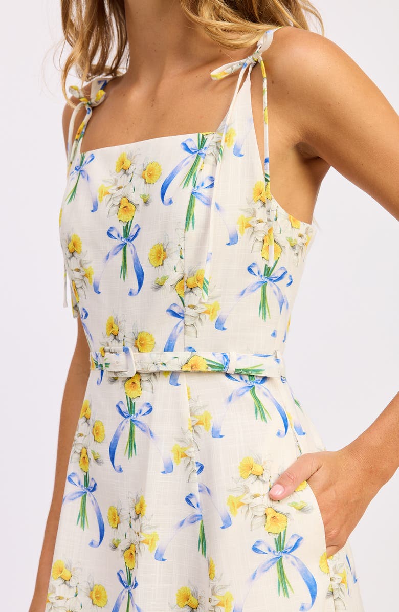 En Saison Audery Floral Belted Maxi Dress, Alternate, color, White Yellow Blue