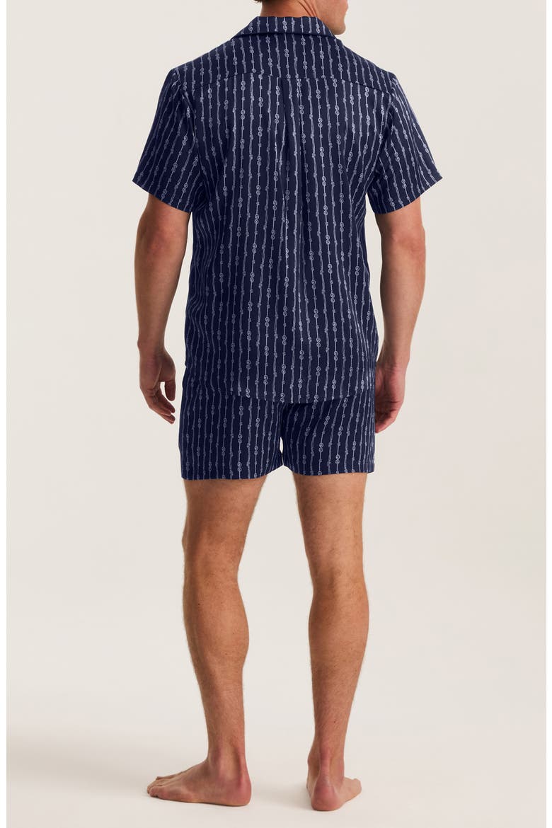 Nautical Stripe Mulberry Silk Short Pajamas, Alternate, color, NAVY