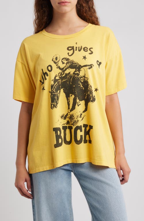 Daydreamer Who Gives A Buck Cotton Graphic T-shirt In Yellow