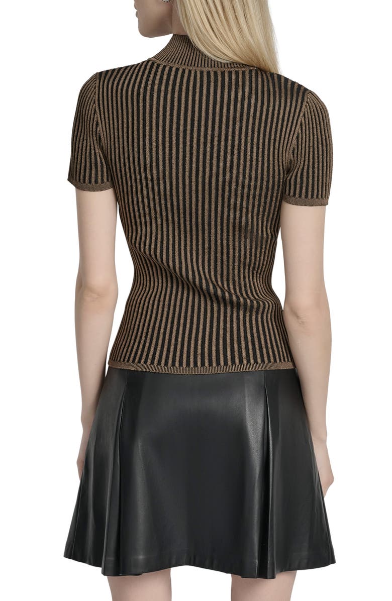 DKNY Mock Neck Knit Top, Alternate, color, Truffle/ Black