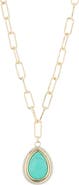MESHMERISE 18K Gold Plate Turquoise CZ Pendant Necklace