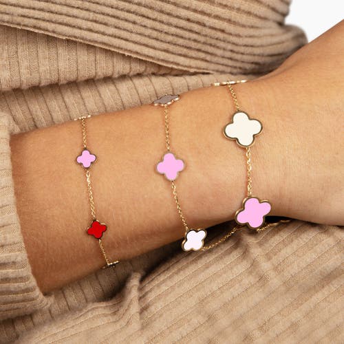 The Lovery Fine Jewelry Small Pink Mixed Clover Bracelet