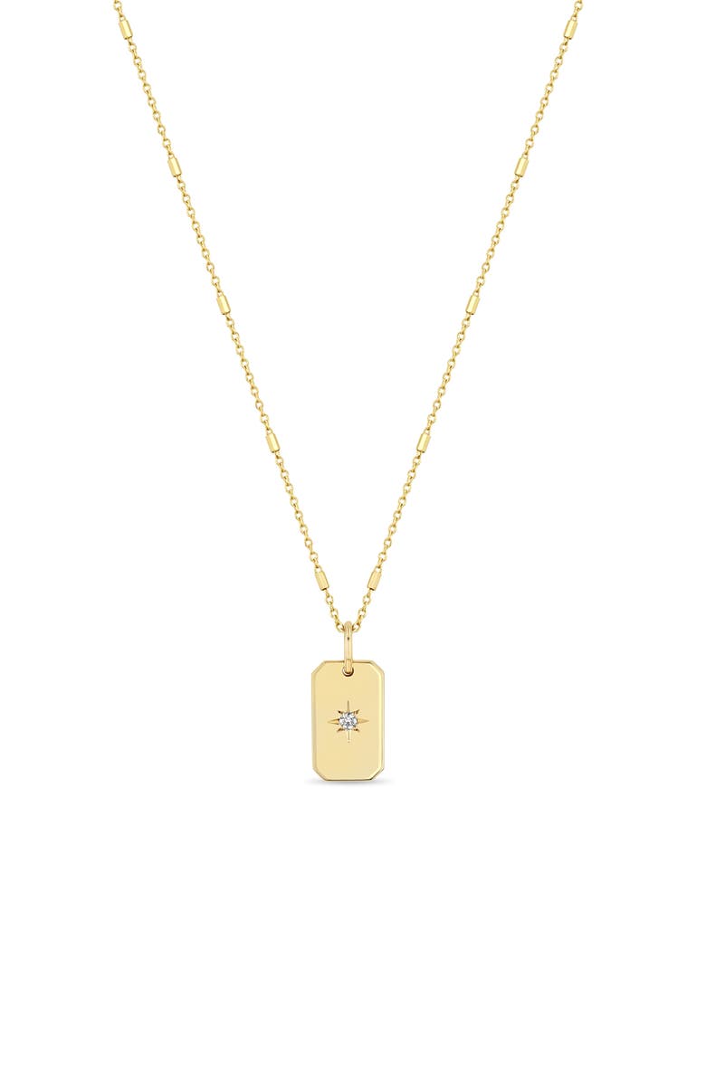 Zoë Chicco Diamond Dog Tag Pendant Necklace, Main, color, 