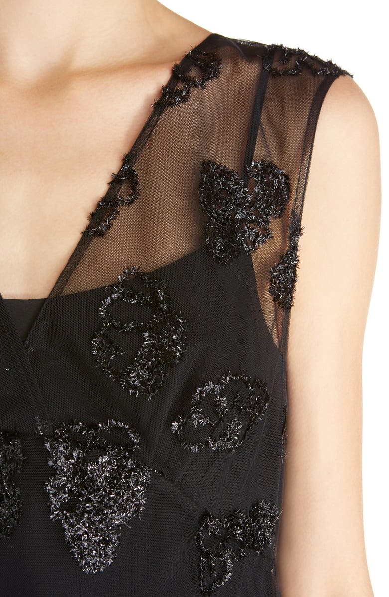 Simone Rocha Tinsel Embroidered V-Neck Maxi Dress, Alternate, color, 