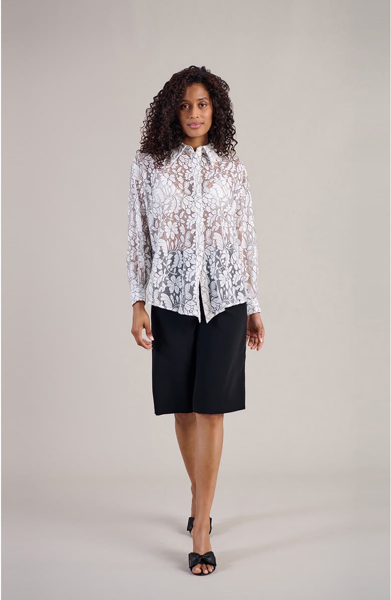 Anne Fontaine Women's Shirt  Daniela White And Black Sheer Oversized Shirt, Alternate, color, Black/White