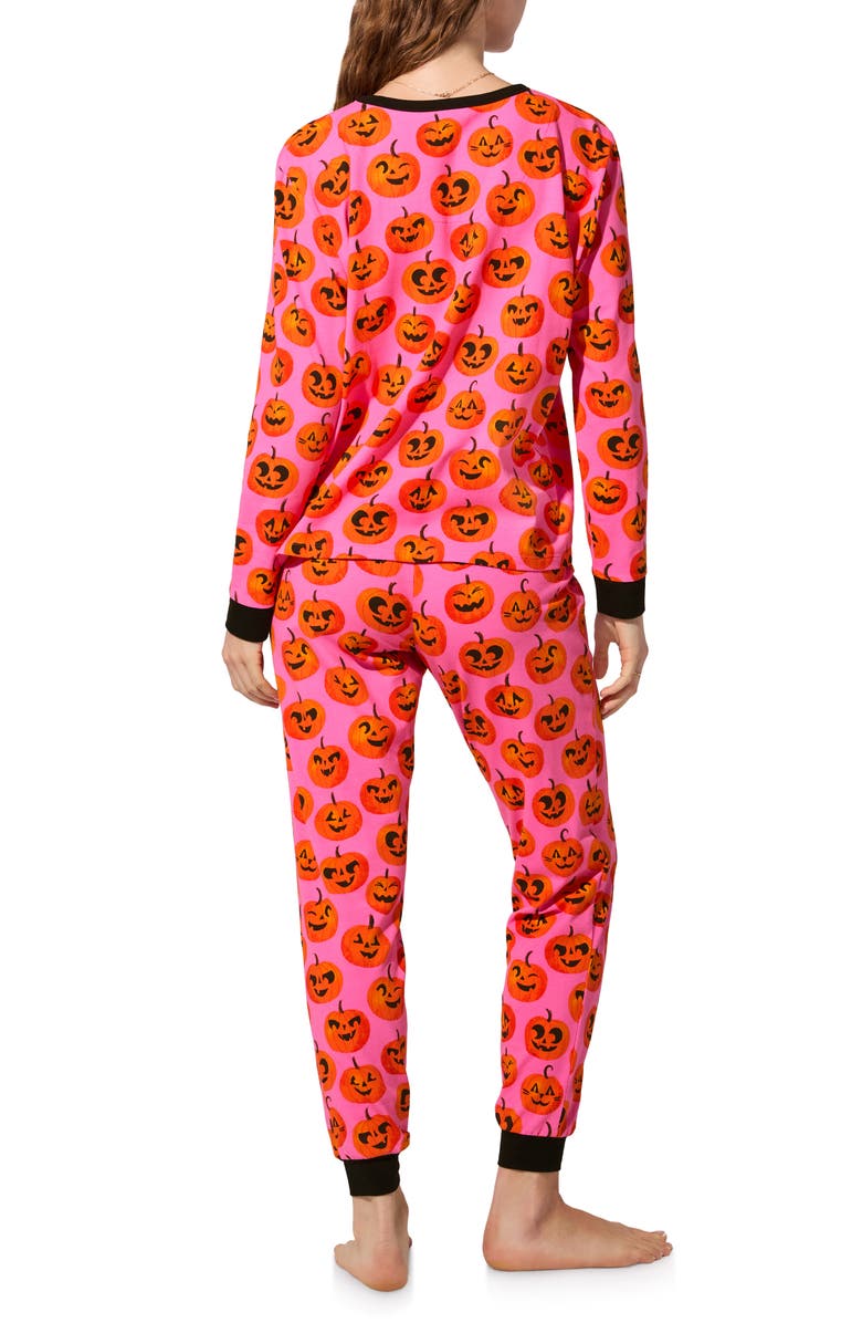 BedHead Pajamas Organic Cotton Blend Jersey Pajamas, Alternate, color, Jolly Jack-O-Lantern