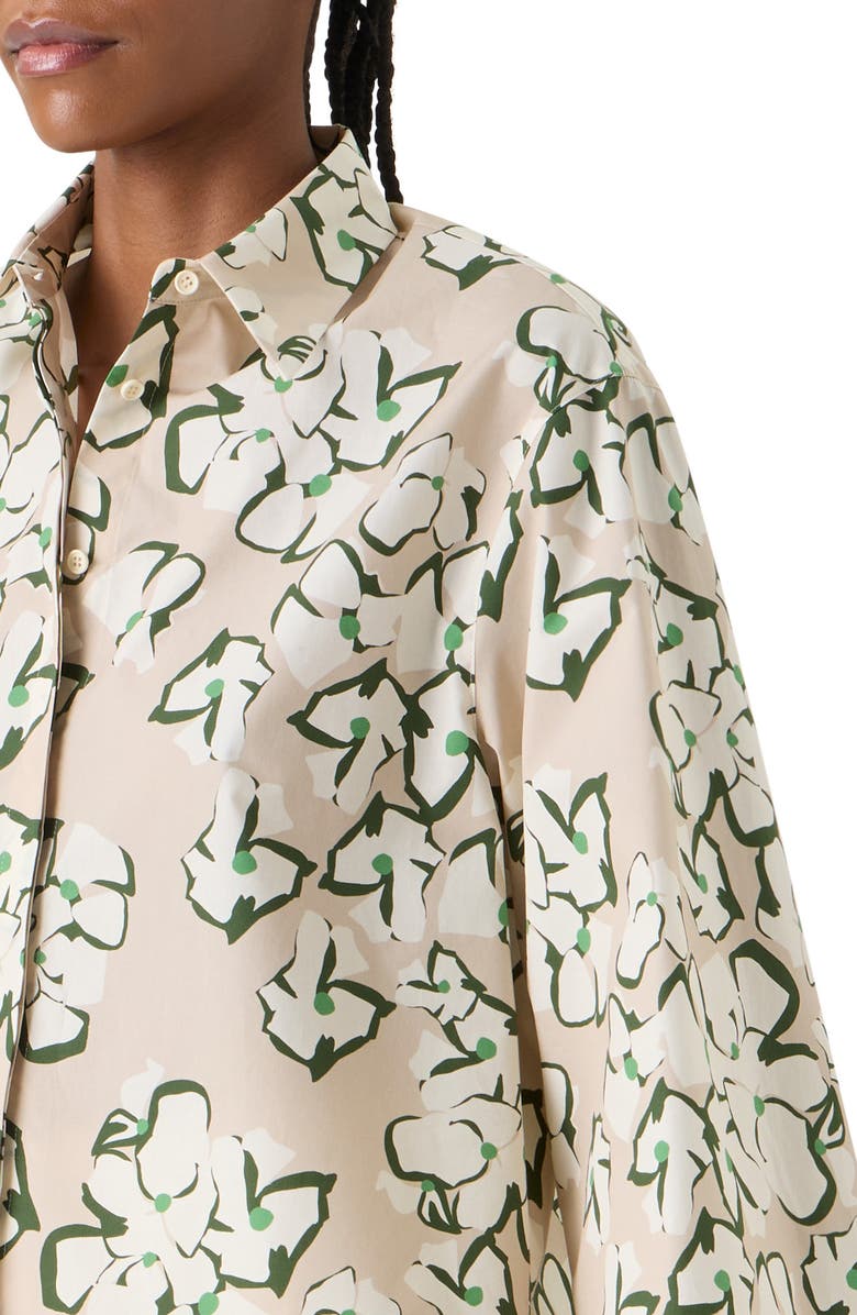 Akris punto Papercut Flower Cotton Poplin Top, Alternate, color, Beige-Cream-Olive