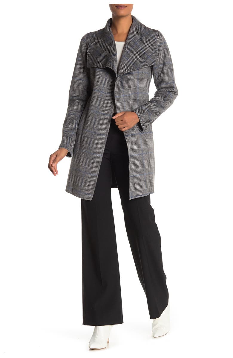 Tahari Ella Novelty Plaid Print Wool Blend Coat, Main, color,
