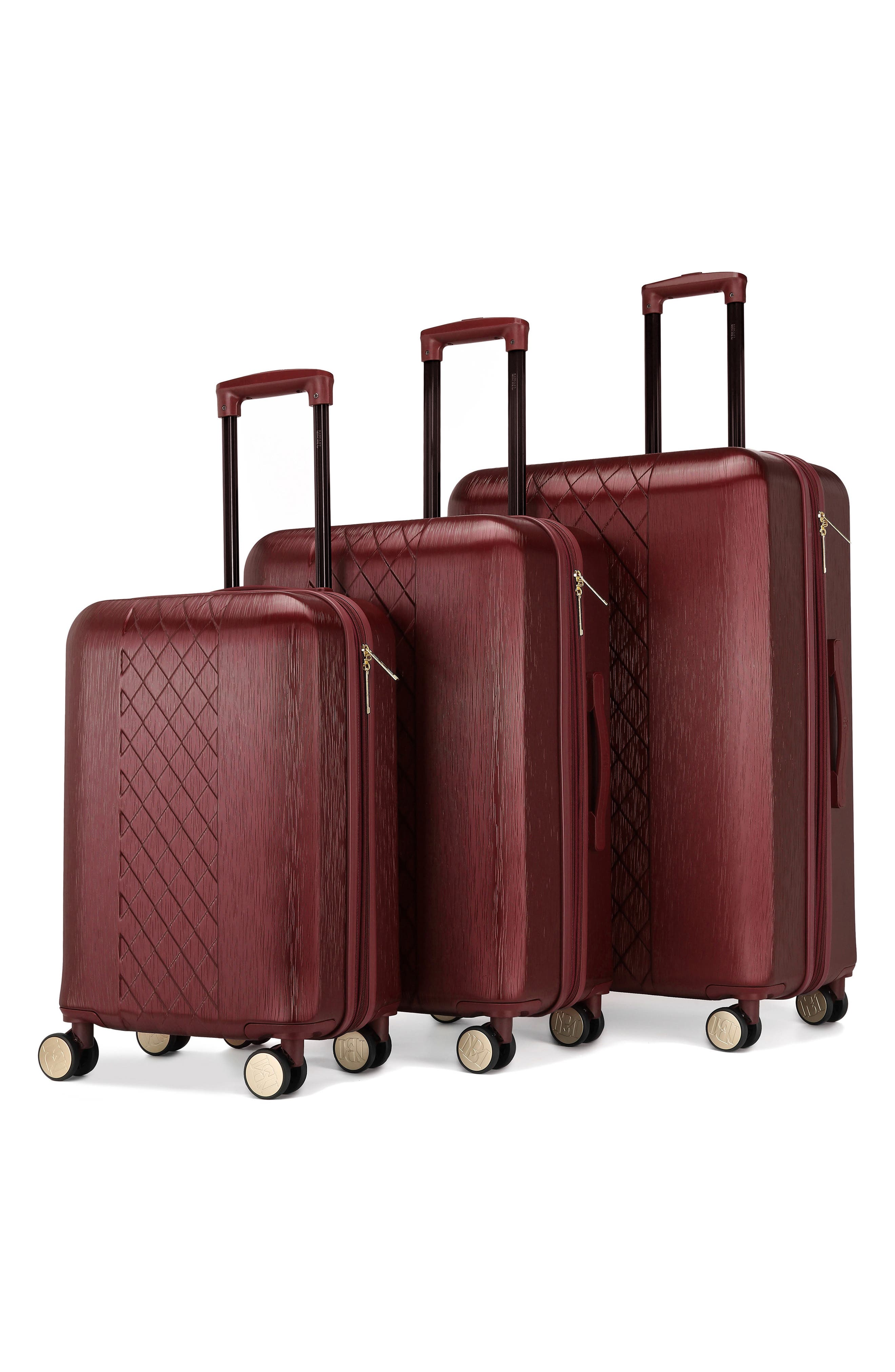 Badgley Mischka Collection Three-Piece Diamond Hardside Spinner Luggage Set, Alternate, color, 