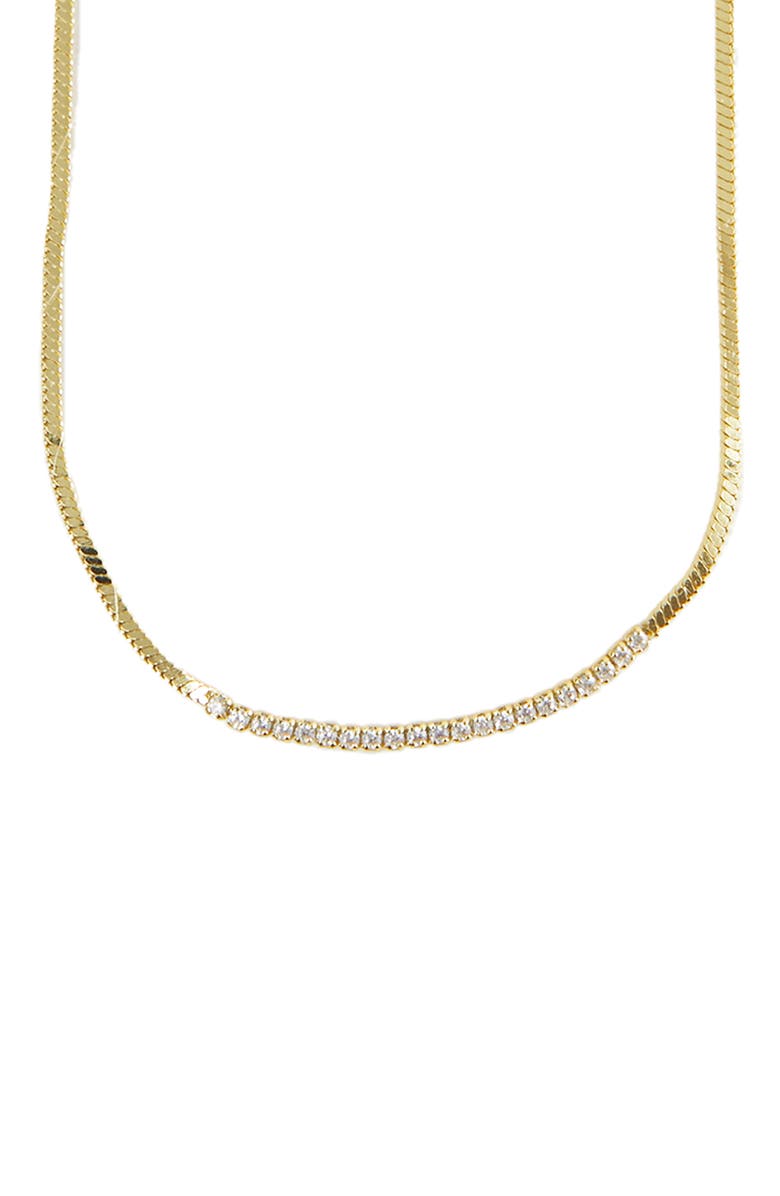 Argento Vivo Sterling Silver Cubic Zirconia Herringbone Chain Necklace, Alternate, color, 