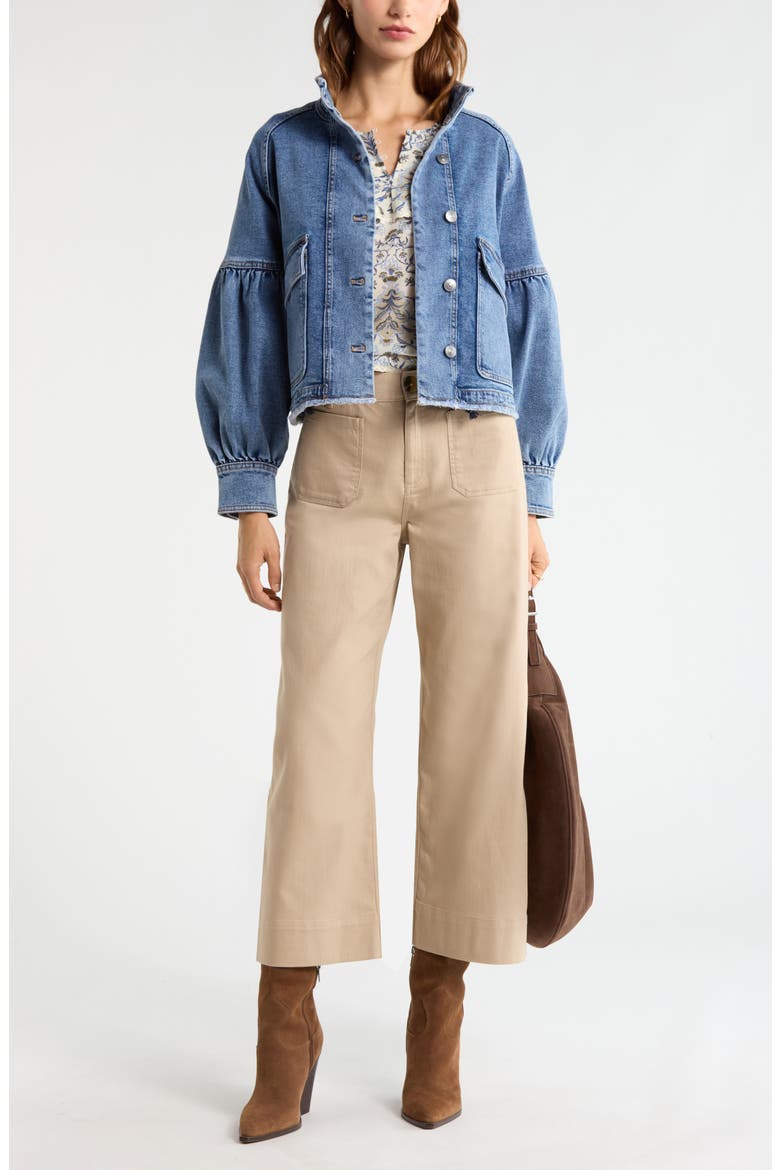 Blouse Sleeve Denim Jacket, Alternate, color, MEDIUM WASH