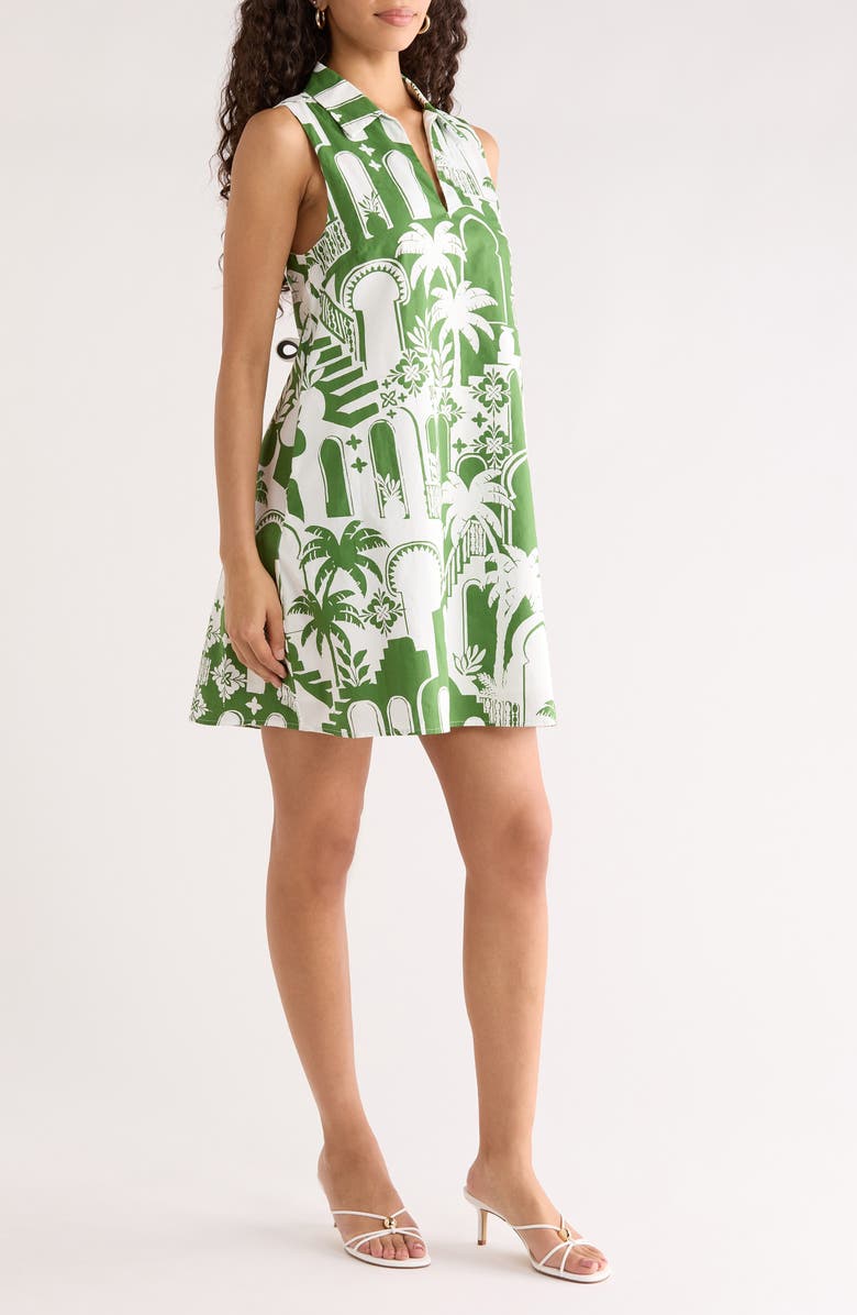 SUGARLIPS Arbor Tile Lexya Cotton Shift Dress, Alternate, color, White-Olive