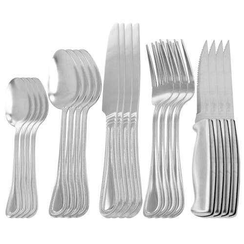Oster 20 Piece Stainless Steel Flatware And Steak Knife Set In Silver