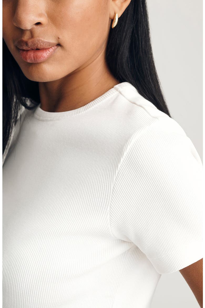 Stretch Cotton Rib T-Shirt, Alternate, color, WHITE