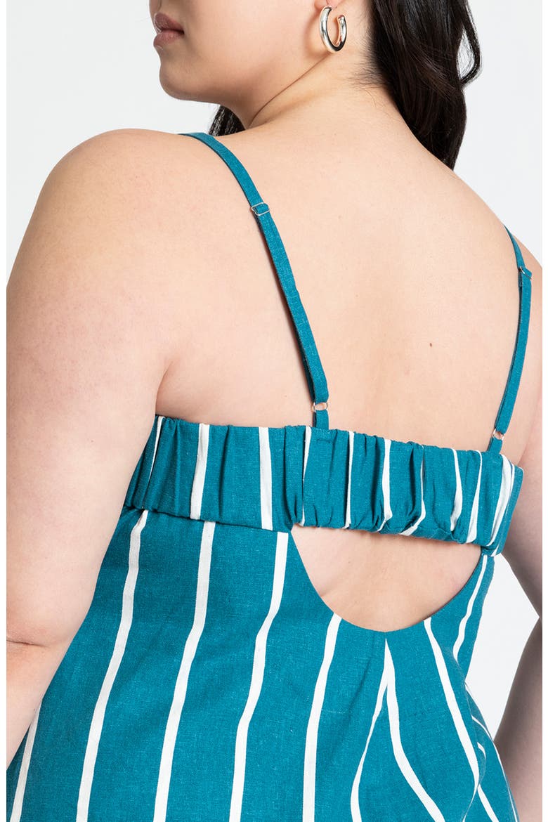 Stripe Cutout Linen Blend Sundress, Alternate, color, MYKONOS BLUE STRIPE
