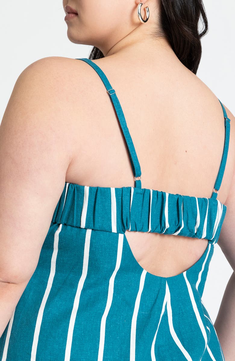 ELOQUII Stripe Cutout Linen Blend Sundress, Alternate, color, 