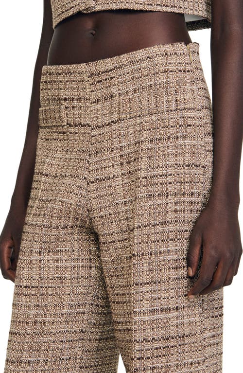 Sandro Decorative Tweed Trousers In Brown
