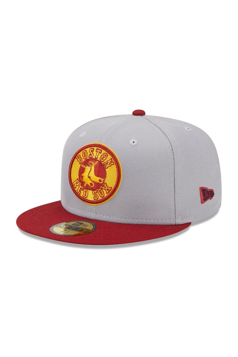 Men's New Era Gray/Red Boston Red Sox  Navy Undervisor 59FIFTY Fitted Hat, Alternate, color, Gray