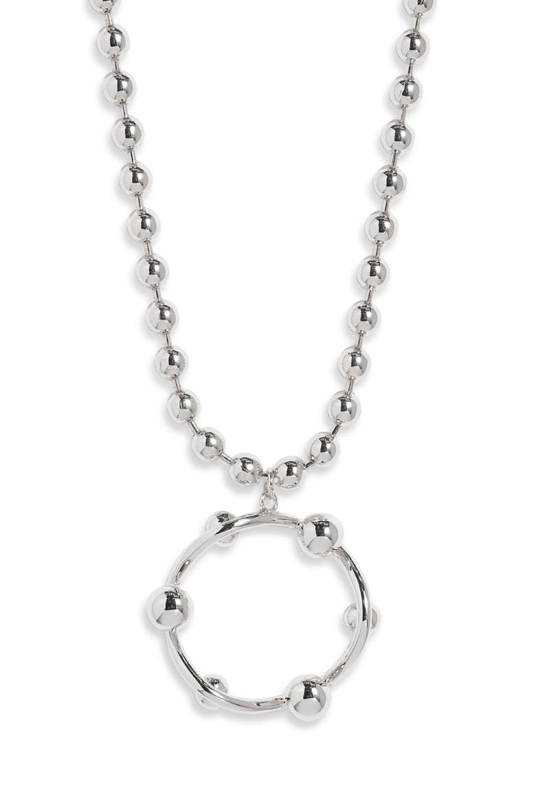 Long Ball Chain Necklace, Main, color, SILVER