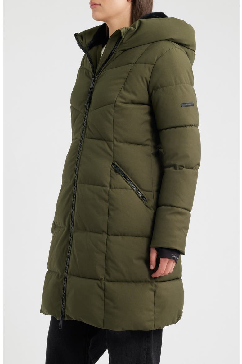 Oxford Long Puffer Coat, Alternate, color, OLIVE NIGHT