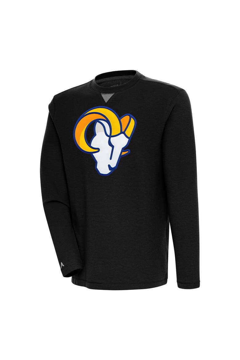Men's Antigua  Black Los Angeles Rams Flier Bunker Pullover Sweatshirt, Main, color, Black