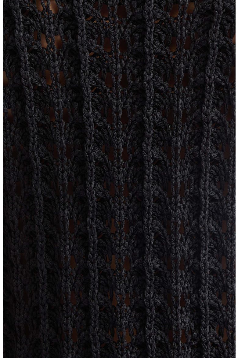 Malena Asymmetric Pointelle Sweater Dress, Alternate, color, BLACK