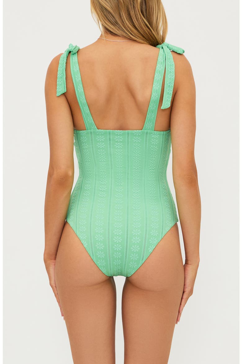 Akira Embroidered One-Piece Swimsuit, Alternate, color, SAGE BLOOM JACQUARD