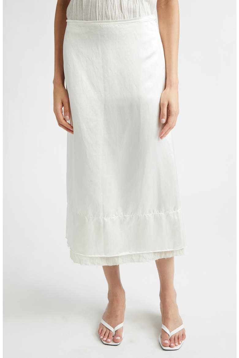 Layered Satin Midi Skirt, Main, color, OFF-WHITE