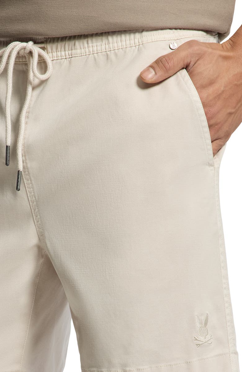 Psycho Bunny Willis Stretch Twill Drawstring Shorts, Alternate, color, Natural Linen