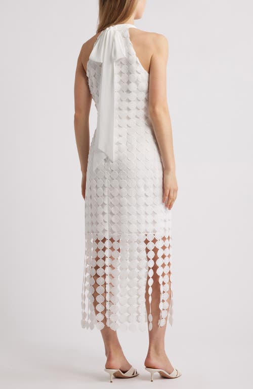 Anne Klein Lace Fringe Hem Sleeveless Maxi Dress In Bright White