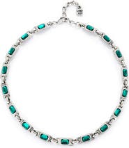 UNODE50 Sterling silver-plated necklace with green crystals