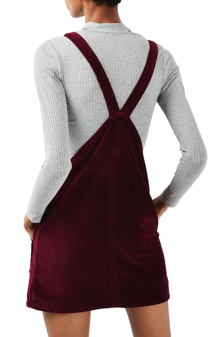 Velvet Pinafore Dress, Alternate, color, BURGUNDY