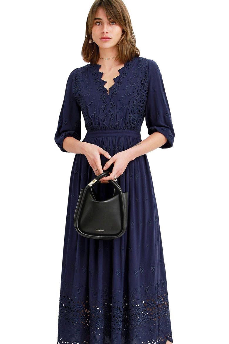 All Eyes On Me Midi Dress, Alternate, color, Navy