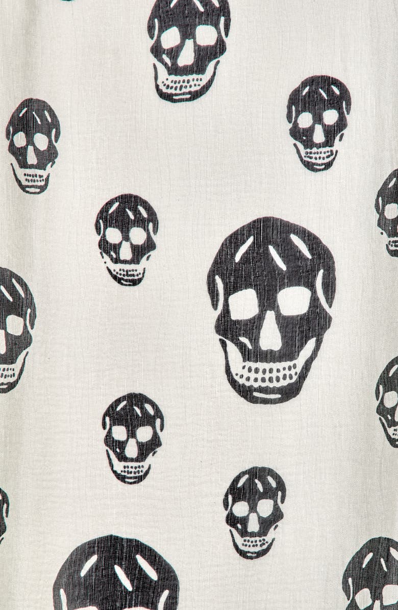 McQueen Classic Skull Silk Scarf, Alternate, color, Black Ivory