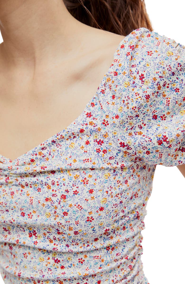 Free People Bella Floral Ruched Puff Sleeve Print Bodysuit, Alternate, color,