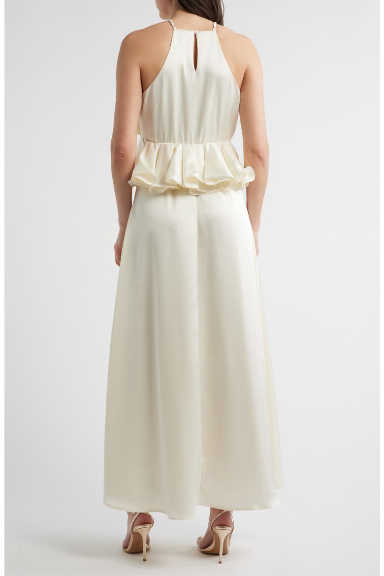 Tashi Rosette Bodice Satin Gown, Alternate, color, CREAM