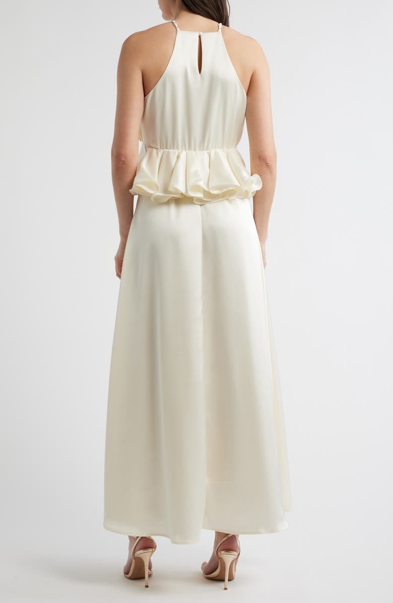 CIEBON Tashi Rosette Bodice Satin Gown, Alternate, color, Cream