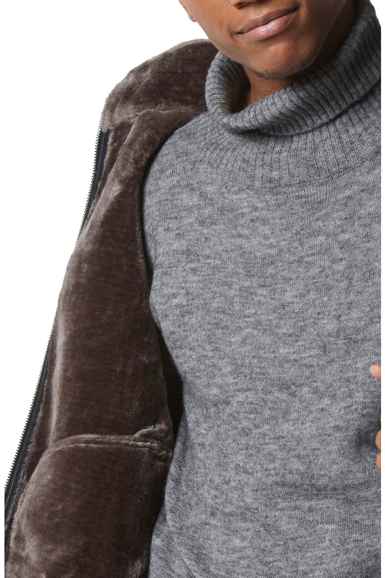 Jutland Hooded Faux Fur Lined Faux Leather Moto Jacket, Alternate, color, BLACK