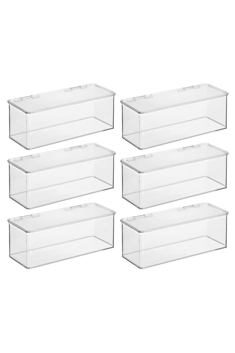 Stackable Hinged-Lid Storage Box - Set of 6 - Clear, Main, color, Clear